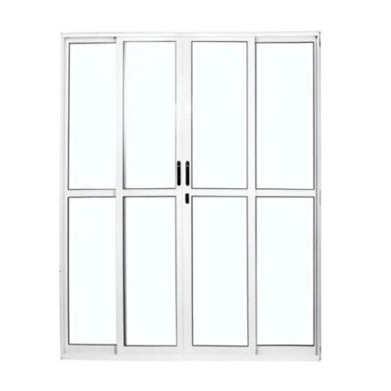 Porta De Correr Sacada 4 Folhas 2.10 X 2.00 Branca Linha 25 Com Fechadura