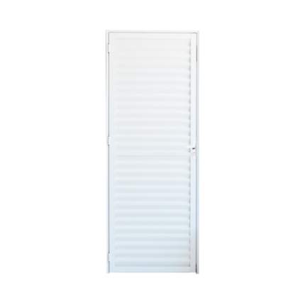 Porta Veneziana de Giro 1 Folha Alumínio Pintado Branco 2,10x0,70m Lado Esquerdo Linha Slim Líder